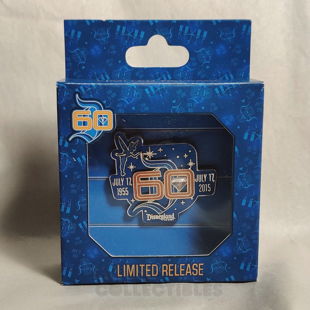 Disneyland 60th Anniversary Pin 2016 Logo Tinker Bell Diamond Disney Parks
